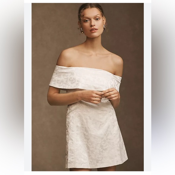 BHLDN Dresses & Skirts - Anthropologie BHLDN Ingrid Stretch Jacquard Off-The-Shoulder Mini Dress